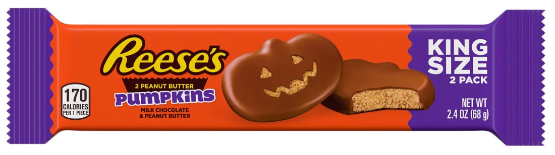 Шоколадні цукерки Reese's Milk Chocolate King Size Peanut Butter Pumpkins Halloween Candy 68 г, фото 1