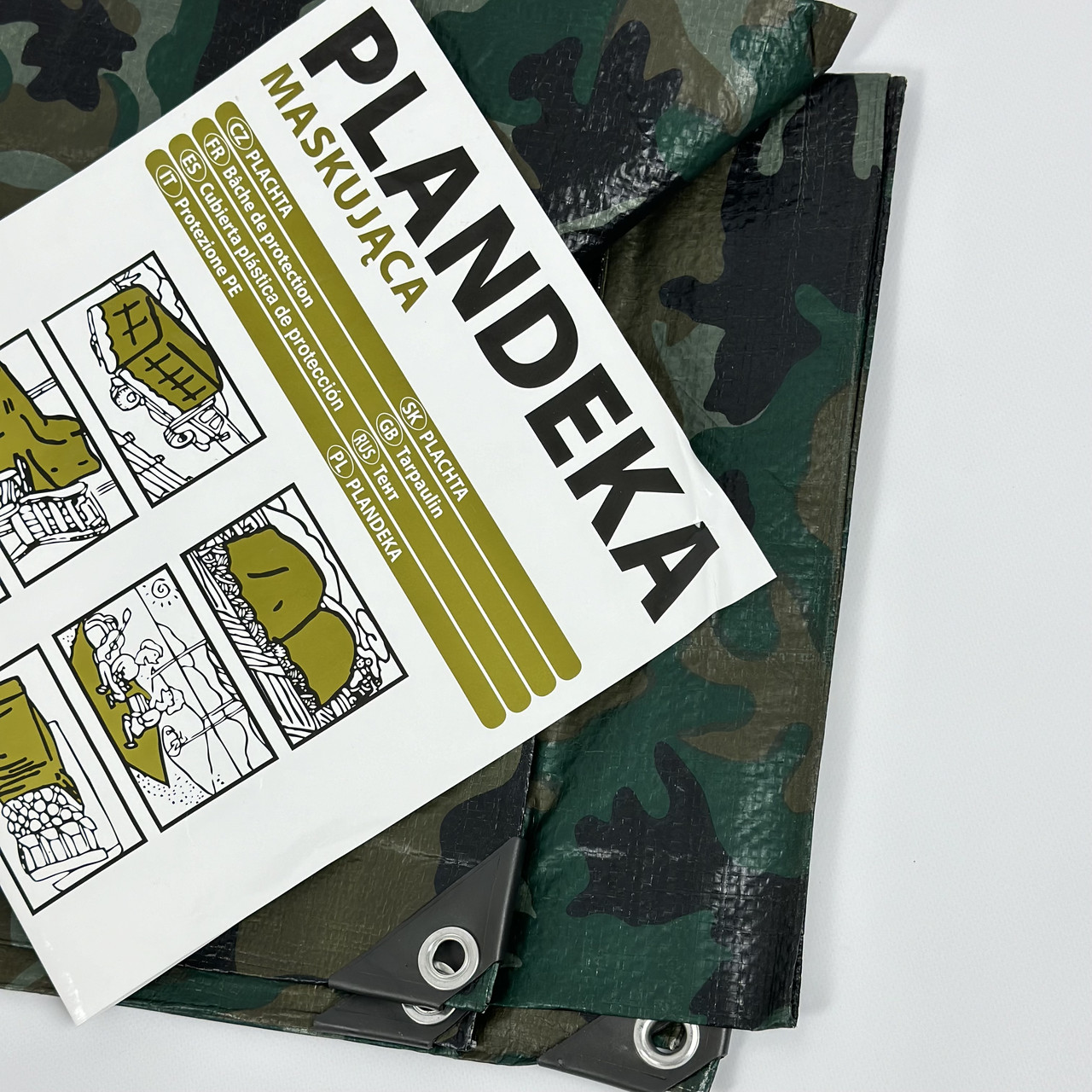 Тент камуфляж Plandeka Poland Хакі 100 г/м² 4х8 м Камуфляжний тент для городу Міцний тент для автомобіля