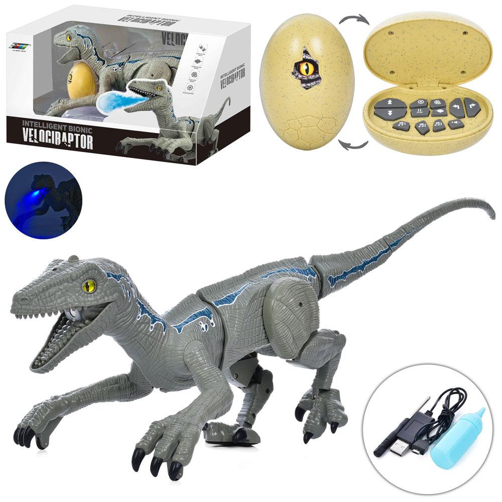 Динозавр K26 дист. керівник. (ІК), акум., ходить, USB, пара, 2 кольори, муз., світло, кор., 39-24-19 см., фото 1