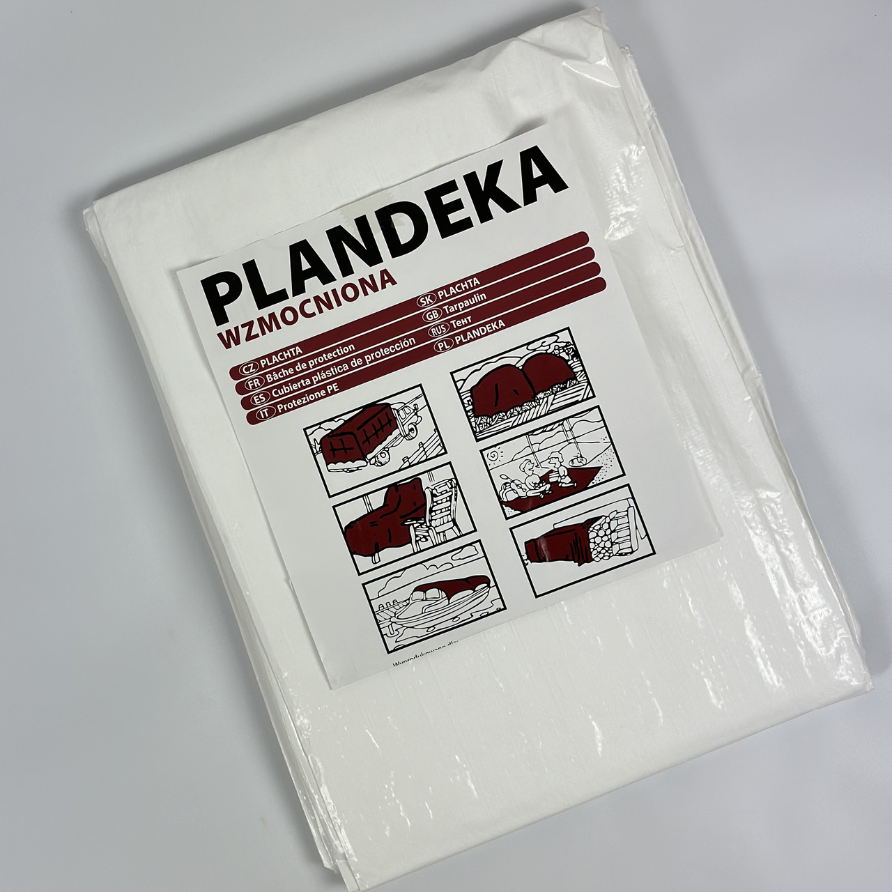 Тент маскувальний Plandeka Wzmocniona Білий 60 г/м² 5х8 м Водонепроникний білий тент Захисний тент для авто