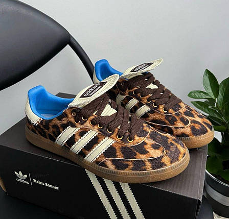 Жіночі кросівки Adidas Samba Wales Bonner Pony Leopard Адідас Самба леопард коричневі демісезон, фото 1
