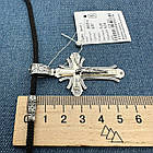 Чоловічий комплект шовковий шнурок із срібними вставками та хрест 925 проба, фото 6