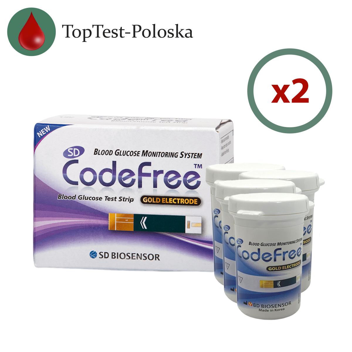 Тест-смужки SD CodeFree 100 шт. у 4 флаконі по 25 шт. в пакованні