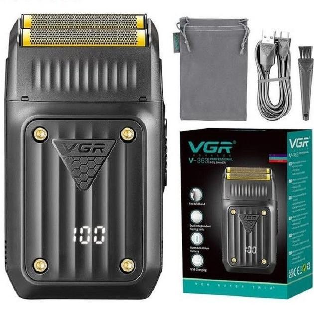 Електробритва чоловіча акумуляторна VGR V-363 для сухого гоління з дисплеєм 5W Black