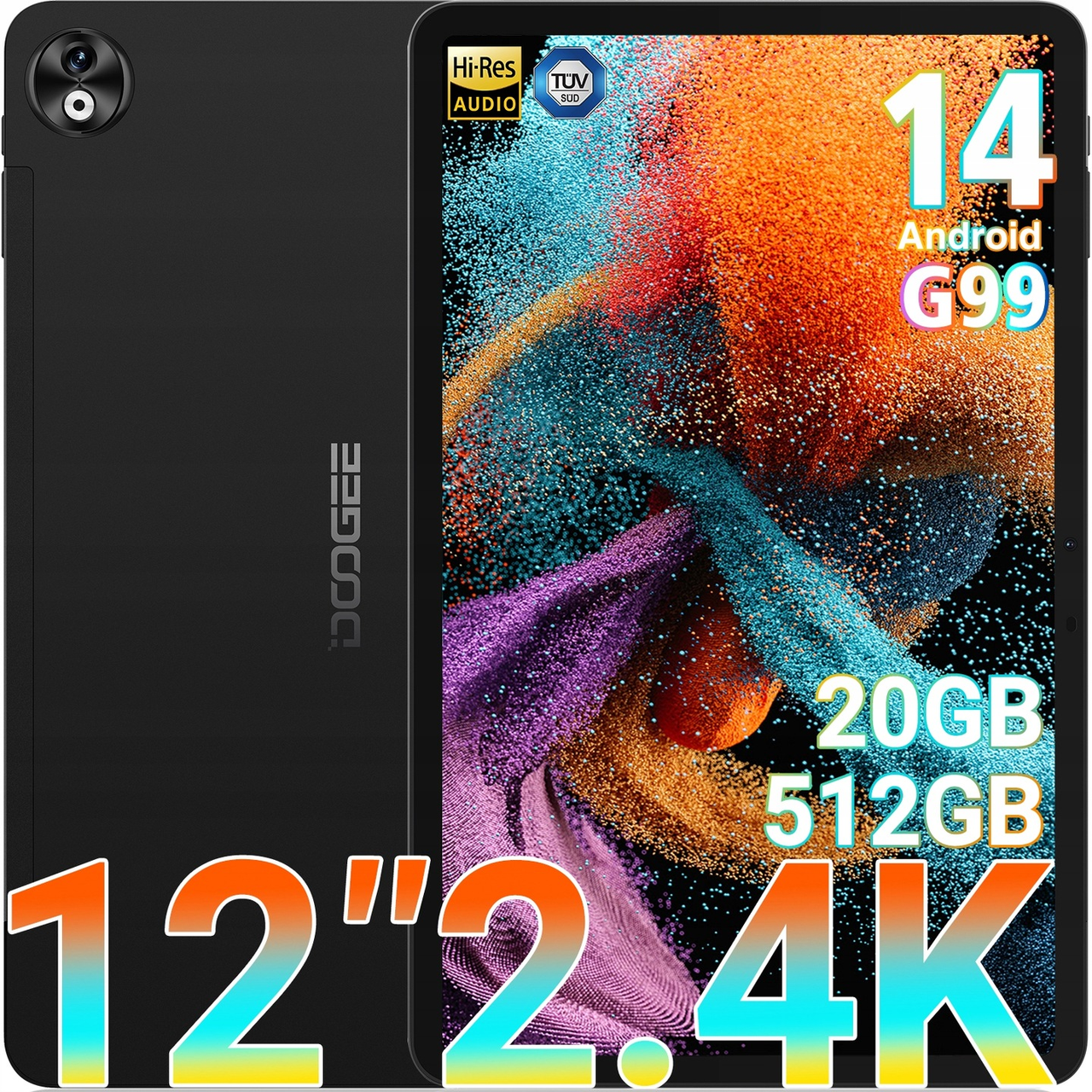 Планшет Doogee T40 Pro Black 8/512GB 10800mAh 12" дюмів 4G LTE + скло