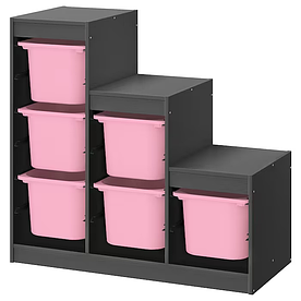 Стелаж TROFAST сірий з контейнерами 99x44x94 cm IKEA 295.268.65