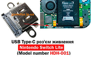USB Type-C роз'єм живлення Nintendo Switch Lite (Model number HDH-001) (Гарна якість)