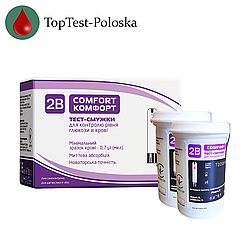 Тест-смужки Тубі Комфорт (2B Comfort) 50 шт. в 2 флаконах по 25 шт в упаковці