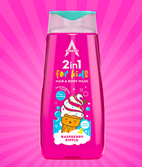Шампунь-гель для душу для дітей Astonish 2in1 Hair & Body For Kids Малинове морозиво
