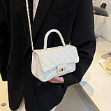 Жіноча класична сумка 10363 крос-боді з ручкою біла, фото 7