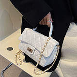Жіноча класична сумка 10363 крос-боді з ручкою біла, фото 6