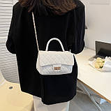 Жіноча класична сумка 10363 крос-боді з ручкою біла, фото 4