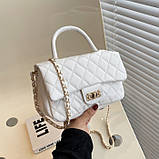 Жіноча класична сумка 10363 крос-боді з ручкою біла, фото 2