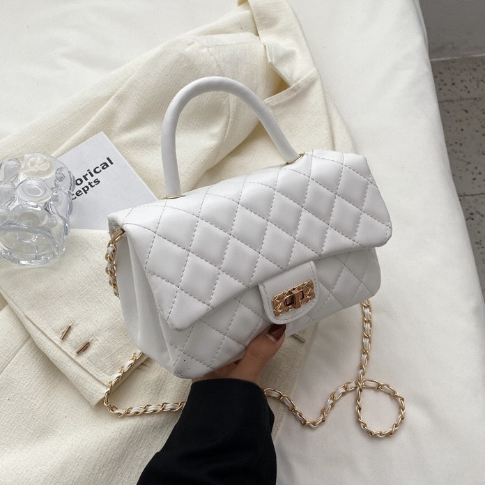 Жіноча класична сумка 10363 крос-боді з ручкою біла, фото 1