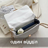 Жіноча класична сумка 10363 крос-боді з ручкою біла, фото 3