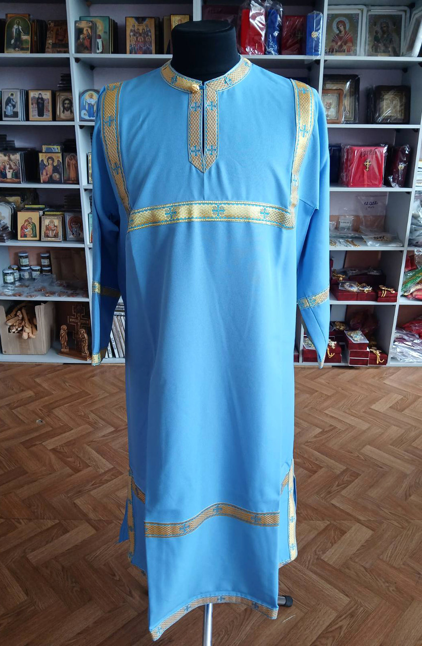 Стихар голубого кольору з габардину, 125 см, фото 1