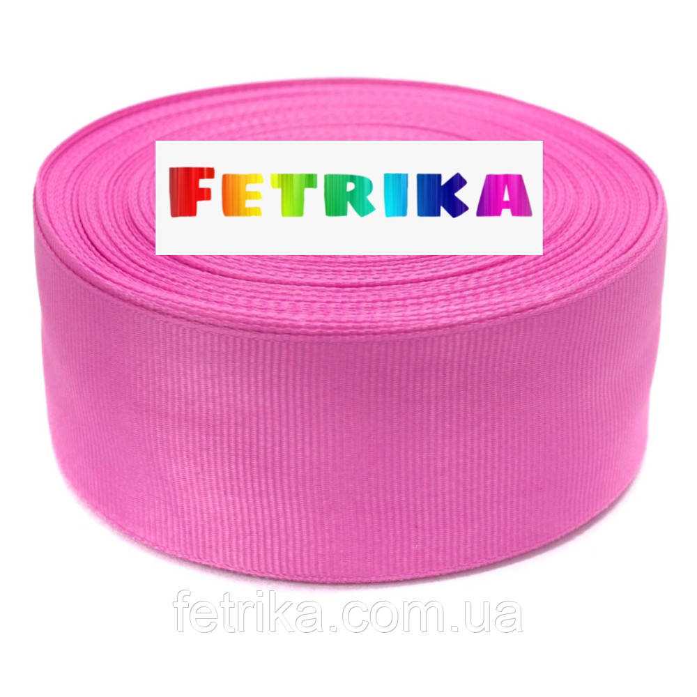 Стрічка репсова однотонна рожева 4 см, фото 1
