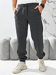 Чоловічі якісні та зручні спортивні зимові однотонні штани з начосом