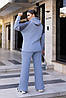 Жіночий зимовий прогулянковий костюм в спортивному стилі: кофта з капюшоном та штани палаццо, батал великі розміри, фото 2