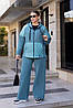 Жіночий зимовий прогулянковий костюм в спортивному стилі: кофта з капюшоном та штани палаццо, батал великі розміри, фото 6