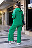 Жіночий зимовий прогулянковий костюм в спортивному стилі: кофта з капюшоном та штани палаццо, батал великі розміри, фото 2