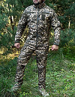 Костюм soft shell піксель на флісі осінь теплий тактичний демісезонний водовідштовхувальний форма софт шел
