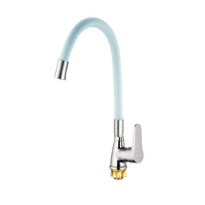 Змішувач для кухні Mixxus SOP4-146 Reflector White з гнучким виливом і хромованим покриттям (MI6491)