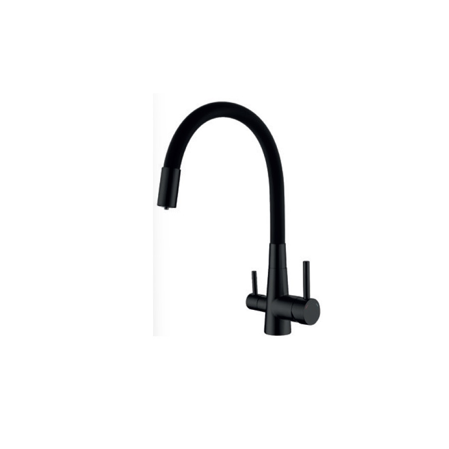 Змішувач для кухні MIXXUS SUS-021 BLACK з гнучким виливом та виходом для фільтрації води (MI6214)