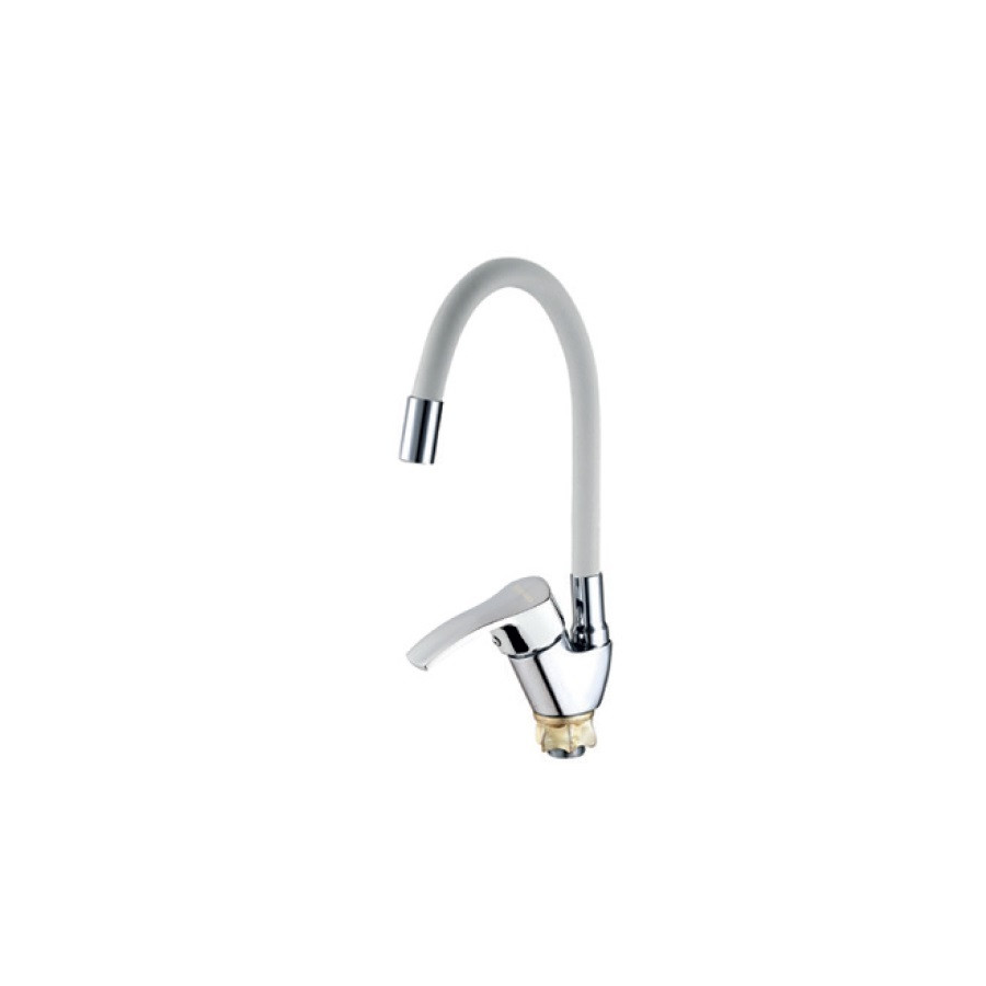 Змішувач для кухні Mixxus YUB4-279 Reflector White з гнучким виливом та хромованим покриттям (MI6486)