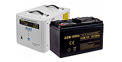 Аварійний комплект Volt Polska SINUS PRO 1500 E 12/230V 1050/1500W + Акумулятор VOLT AGM VRLA 100Ah 12V