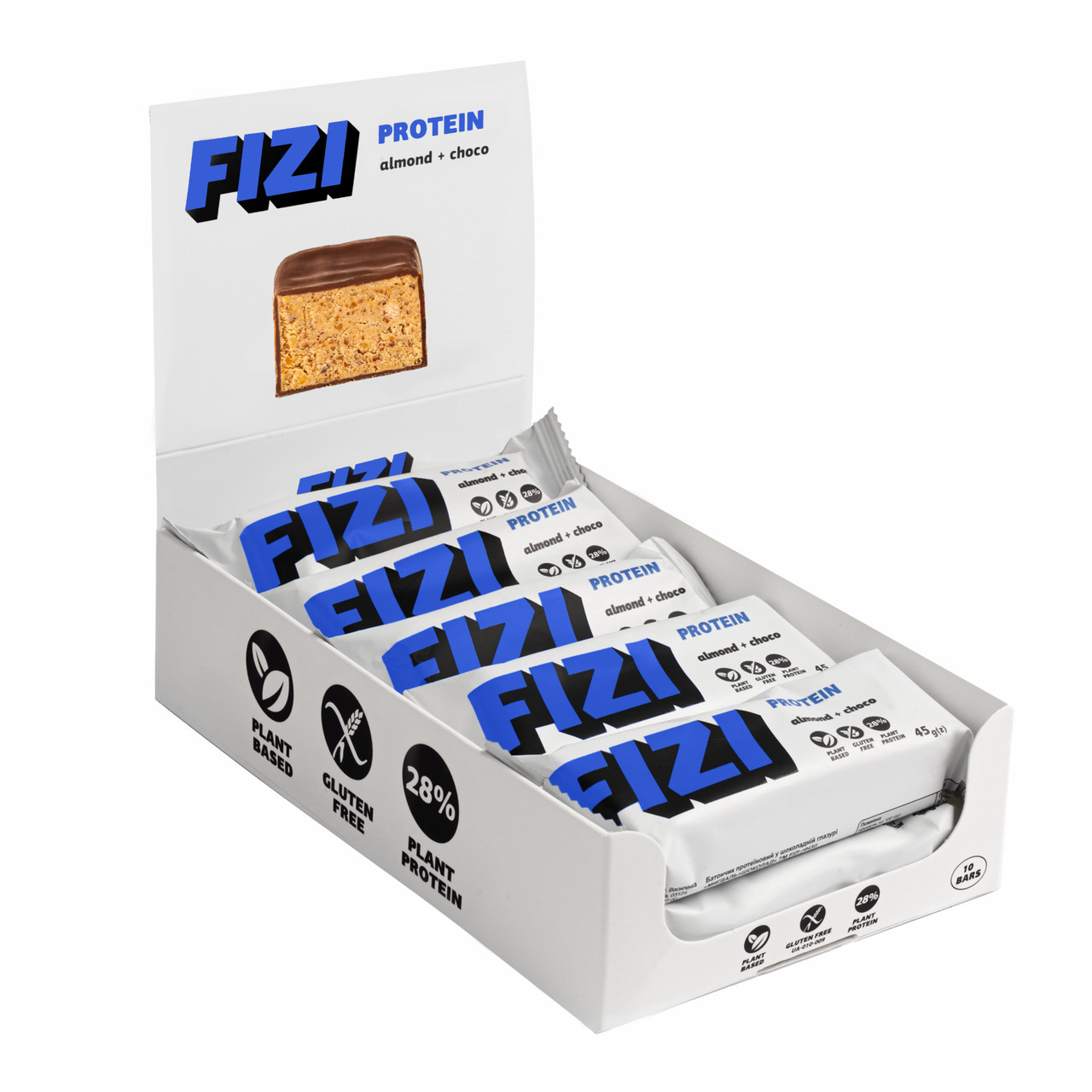 FIZI Protein Bar - 10х45g Almond-Choco, фото 1