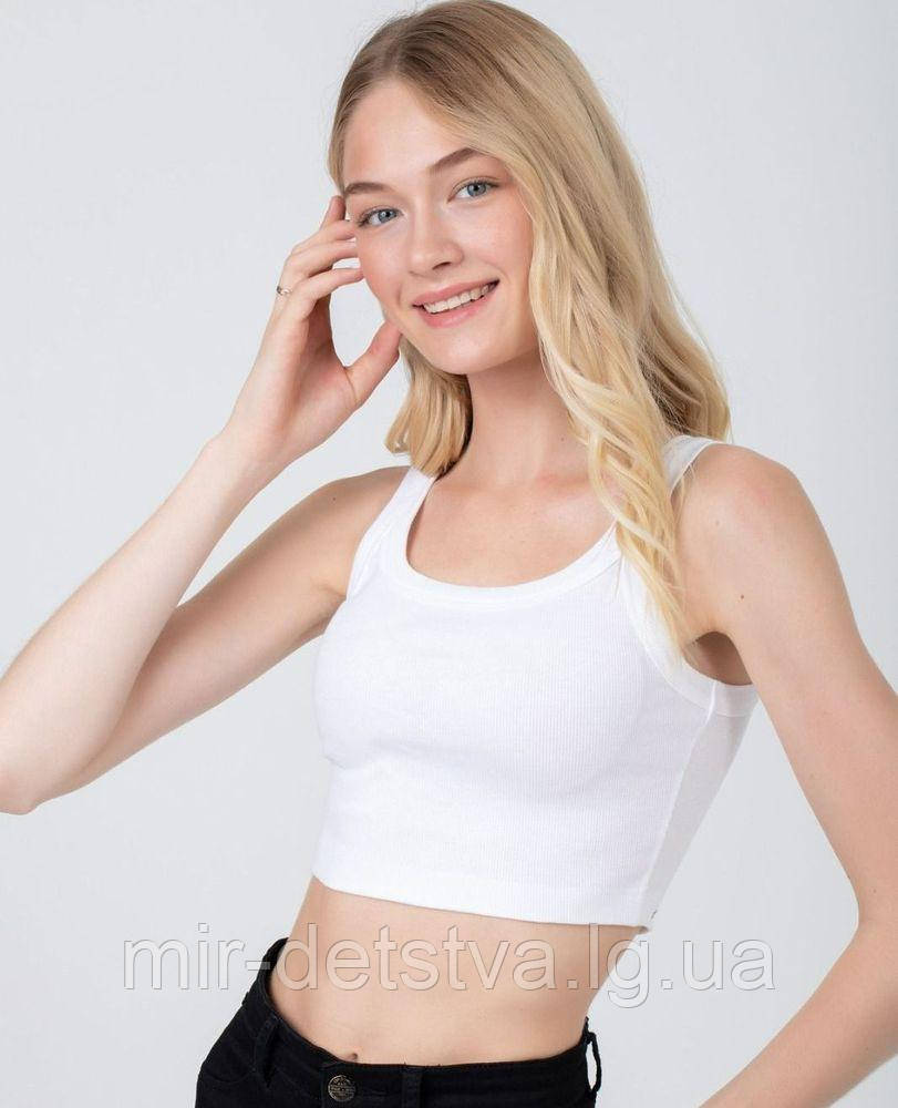 Топік підлітковий для дівчинки в рубчик TM Baykar, Туреччина оптом. Розмір 7 (170-176 см) білий, фото 1