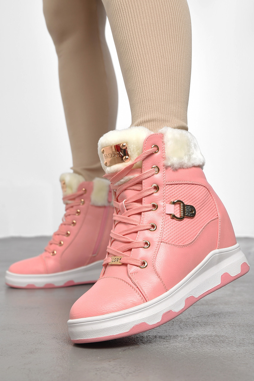 Черевики жіночі зимові на хурті рожевого кольору 189773T Безкоштовна доставка, фото 1