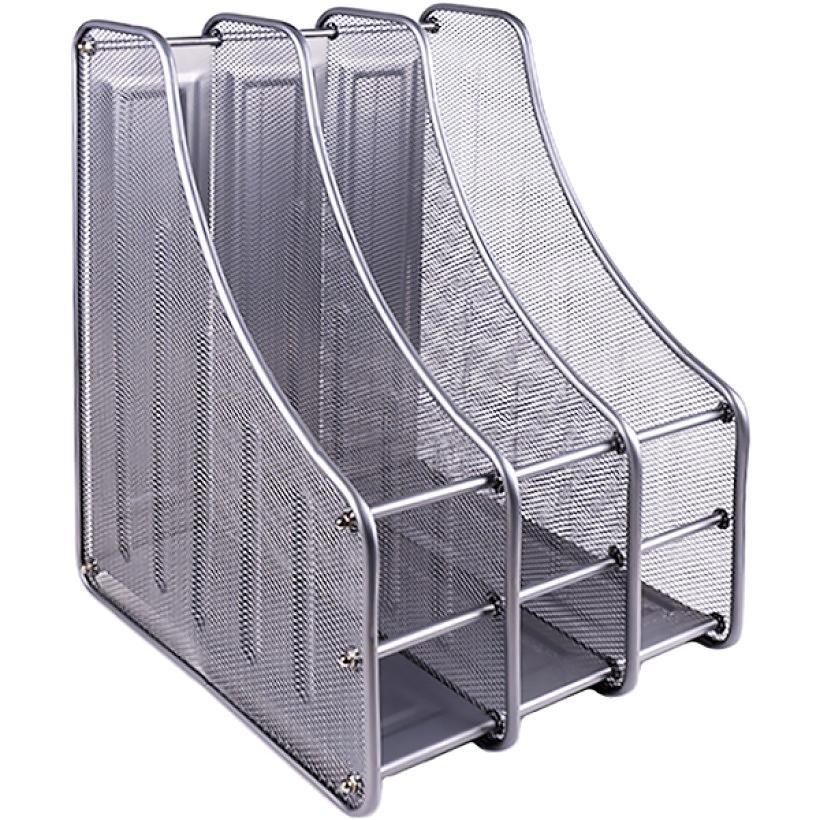 Лоток органайзер для документів папок паперу а4 канцелярії вертикальний на 3 відділення срібло «метал»