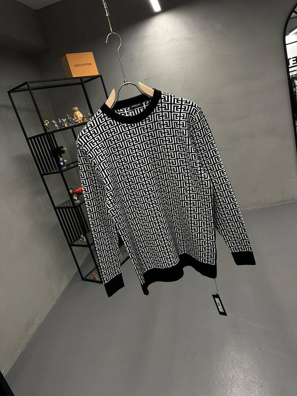 Чоловіча кофта светр BALMAIN CK8583 чорна XL, XXL, фото 1