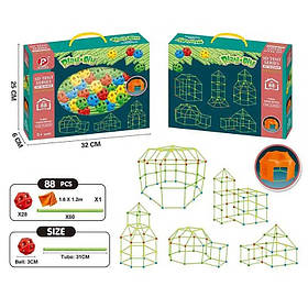 Намет-конструктор 88 дет люмінесцентні палички світиться у темряві ковдра 28 кульок (3см) 60 паличок (31см) в коробці 32*6*25см