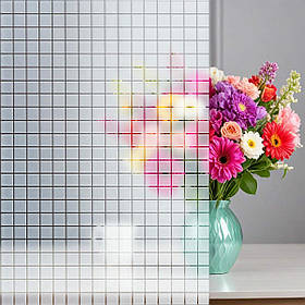 Вітражна плівка самоклеюча на вікна 60см, самоклейка на скло рулон 10м, віконна ПВХ плівка, Клітинка