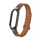 Ремінець Leather Strap для Xiaomi Mi Band 7 Brown, фото 3