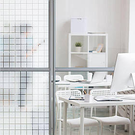 Вітражна плівка самоклеюча на вікна 60см, самоклейка на скло рулон 3м, віконна ПВХ плівка, Клітинка