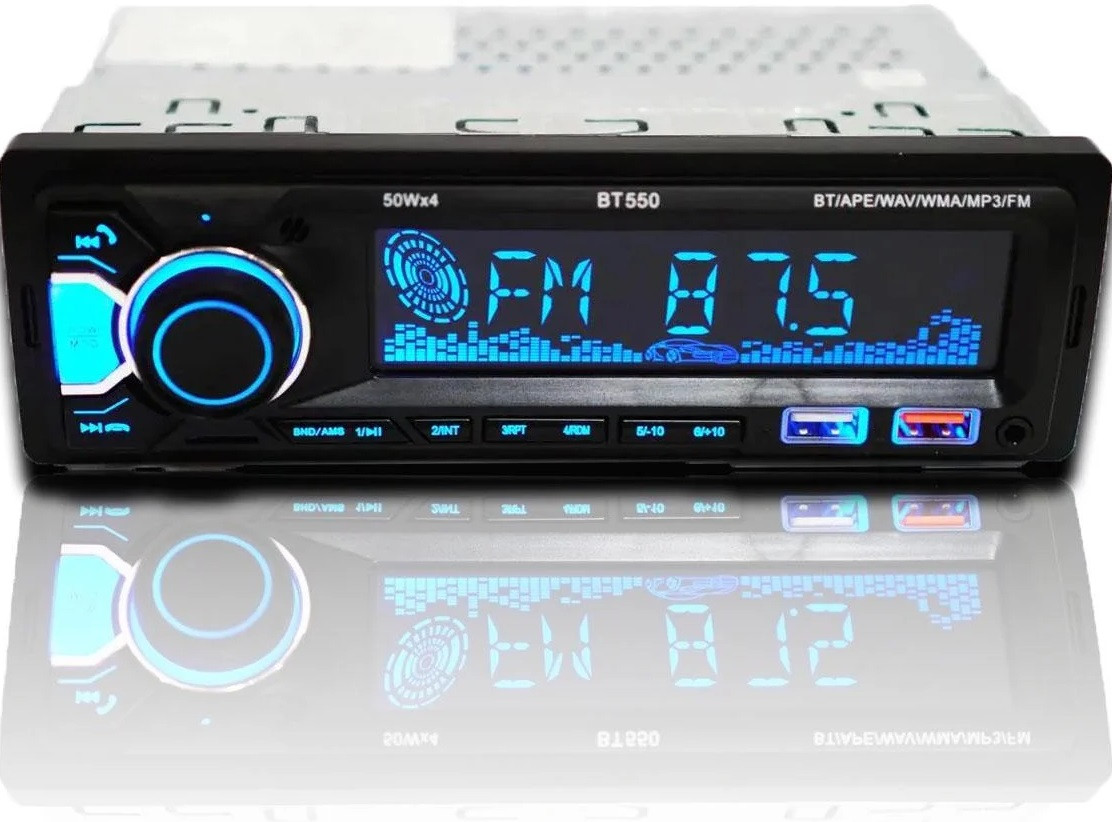 Автомагнитола BT550 RGB 2xUSB+Bluetooth+SD+AUX 4x50W