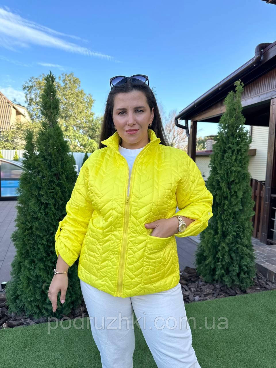 Жіноча демісезонна куртка, плащівка стьобана на сінтепоні 100, розмір 46-48, 50-52, 54-56, 58-60, фото 1