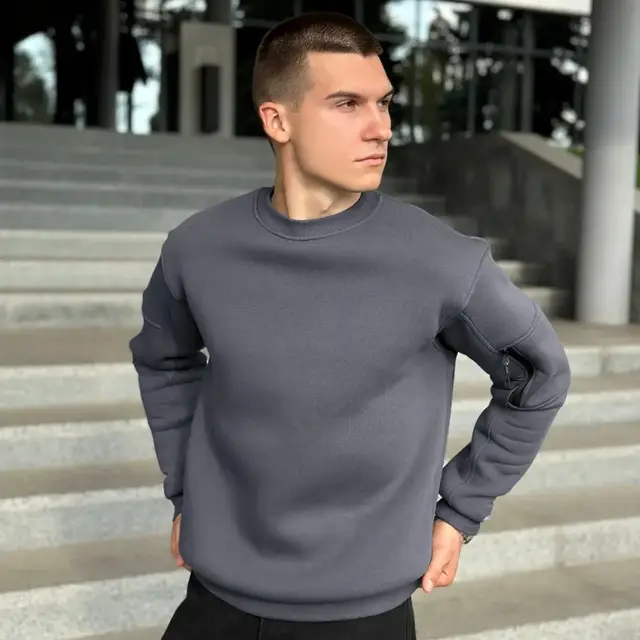 Кофта мужская зимняя с начесом Apex темно-серая толстовка