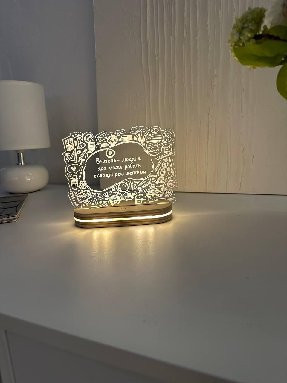 Нічник Днь Вчителя на подарок  Marchel shop 18*13 см, фото 1