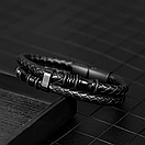 Браслет чоловічий шкіряний SWAP чорний 17-19 см (довжина 21 см), фото 2