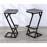 Стілець барний BS-2 Soft метал чорний матовий оббивка велюр (Loft DesignTM)