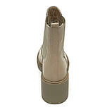 Черевики ботільйони челсі бежеві жіночі із резинкою шкіряні на шерсті Олтея 8923 L04 розмір 36, фото 6