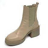 Черевики ботільйони челсі бежеві жіночі із резинкою шкіряні на шерсті Олтея 8923 L04 розмір 36, фото 8