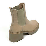 Черевики ботільйони челсі бежеві жіночі із резинкою шкіряні на шерсті Олтея 8923 L04 розмір 36, фото 7