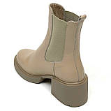 Черевики ботільйони челсі бежеві жіночі із резинкою шкіряні на шерсті Олтея 8923 L04 розмір 36, фото 5