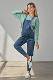 Джинсовий комбінезон для вагітних Franka синій зі сніжним ефектом, фото 4